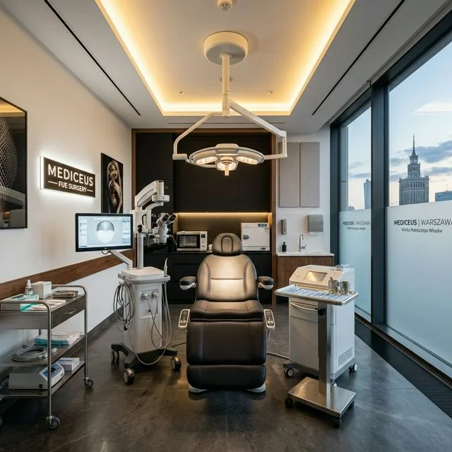 Sala operatoria della clinica di trapianto capelli a Varsavia